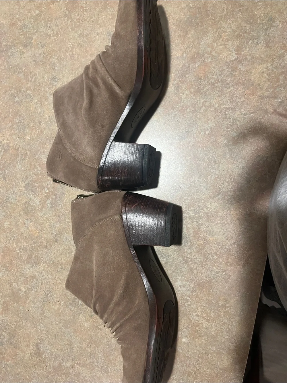 Women’s Brown Suede Ankle Booties - Classic Ruched Design